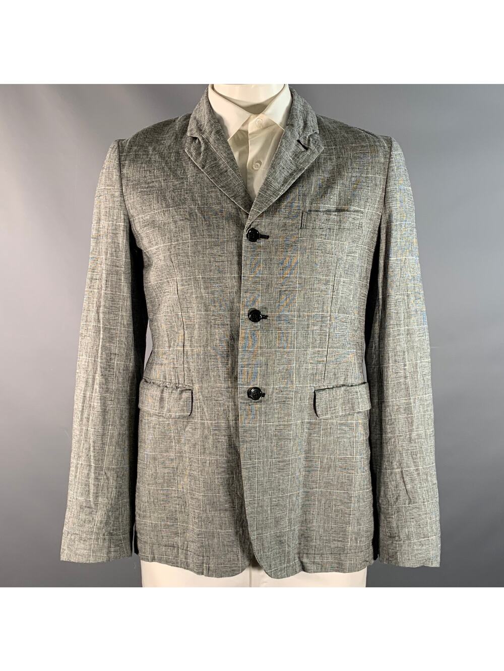 COMME des GARCONS BLACK Chest Size XL Black White Glenplaid Sport Coat